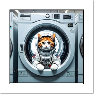 Washing Machine Catspaceship Posters and Art